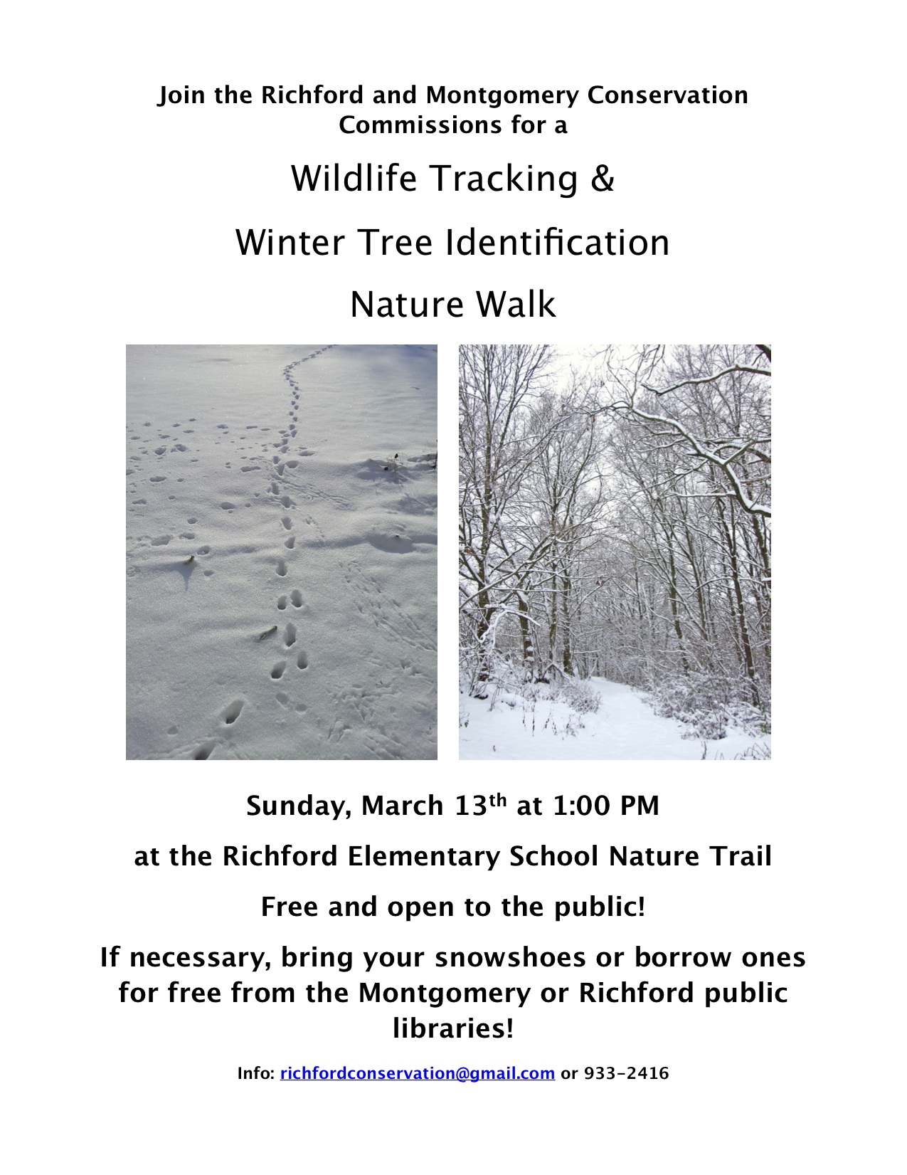 Preview of “Winter Tree ID and Wildlife Tracking flyer”