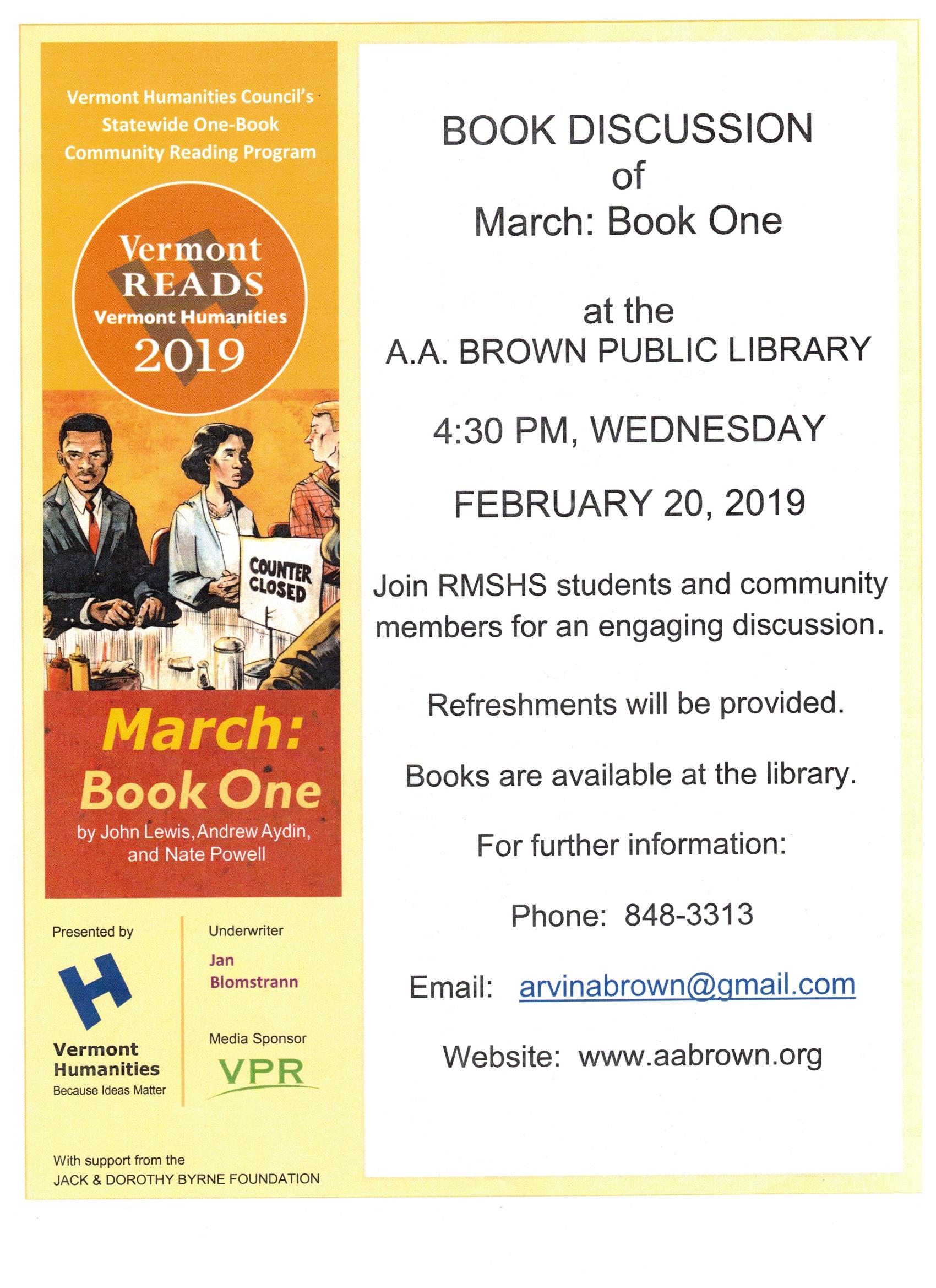 MARCH: BOOK ONE - VERMONT READS 2019